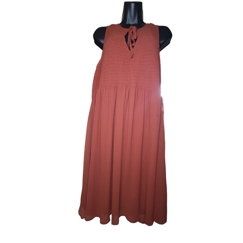 New Torrid Rust‎ Chiffon Smocked Tank Dress Size 2 2X Burnt Orange Fall